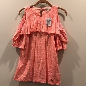 Coral and White Patterned Michael Kors Top
